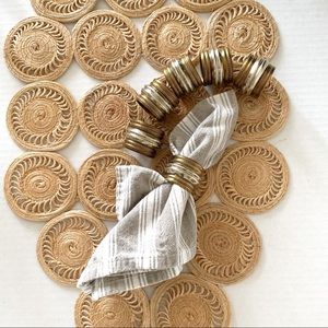 Vintage Set of 6 Silver Brass Tone Napkin Rings